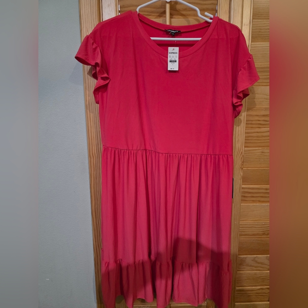 Pink Ruffle Sleeve Dress
